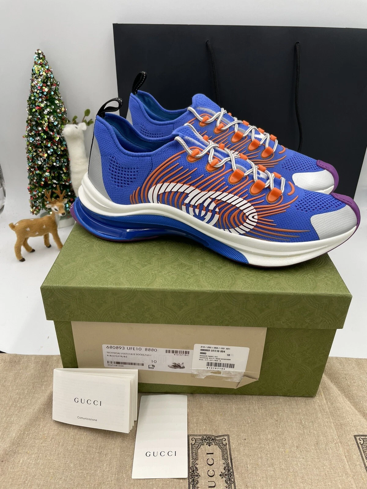 Baskets homme Gucci bleues taille 10 fabriquées en Italie
