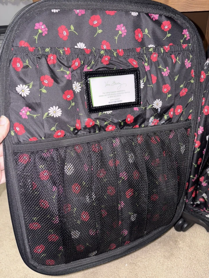 Vera Bradley *Classic BLACK *22" Spinner Suitcase Luggage *FLORAL Pattern* - Image 3 of 4