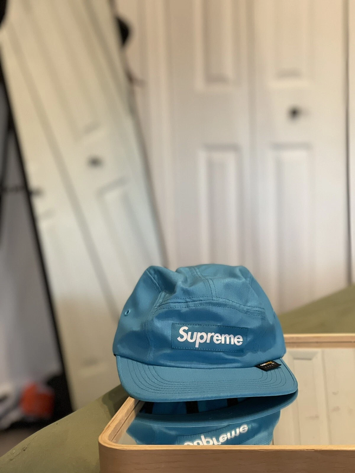 Casquette de camp SUPREME New York Cordura tissu BLEU CLAIR chapeau réglable NEUF ! S/S 2018
