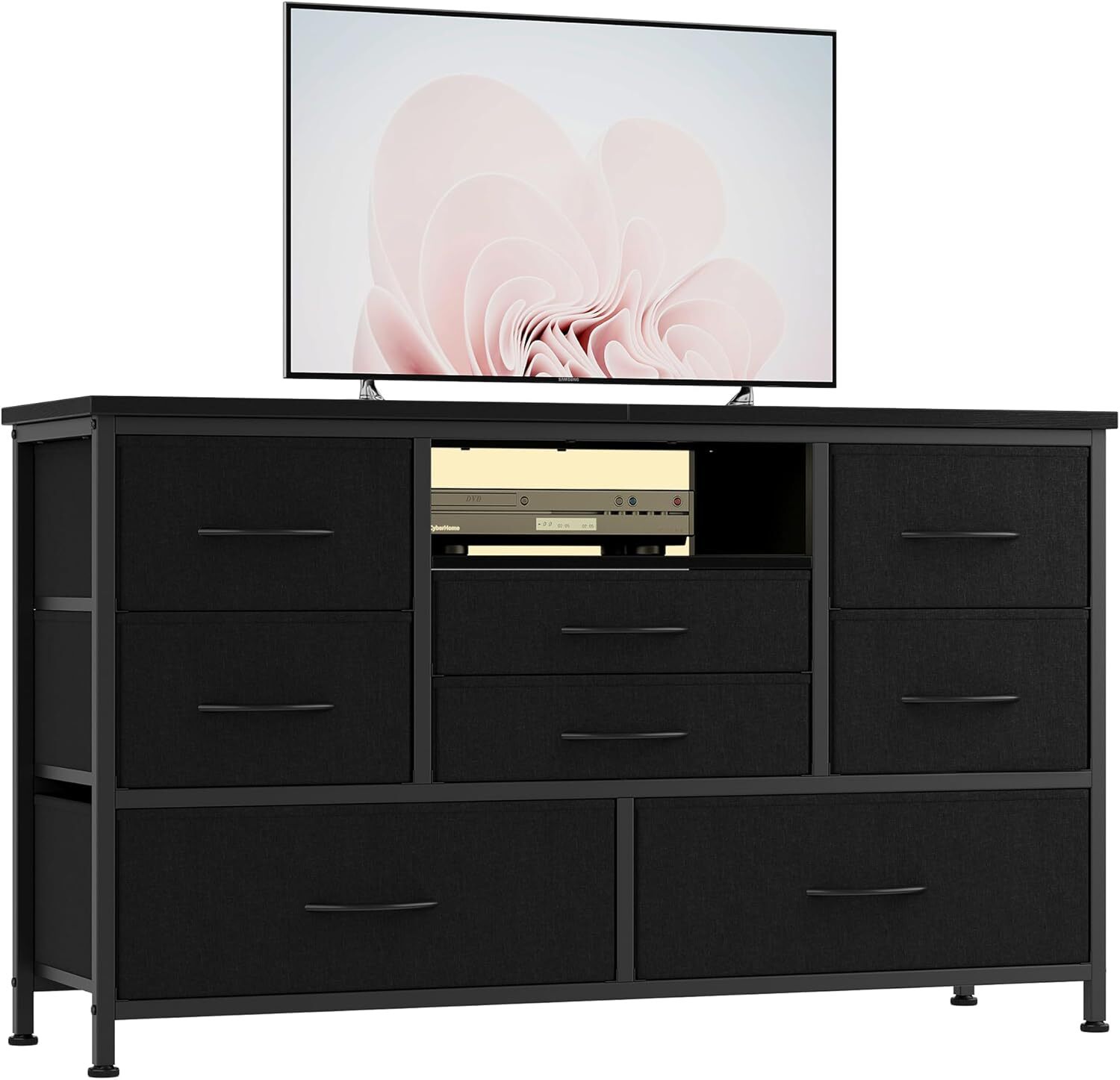 Dresser with LED Lights & Power Outlets 8 Drawers Dresser TV Stand Fits 55'' TV