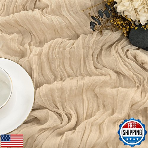 20 Pack Beige Cheesecloth Table Runner 20 x 120 inch Boho Gauze Cheese Cloth - 第 3/5 張圖片