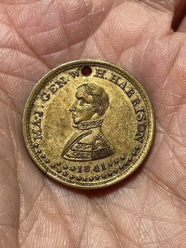 1841 1773 President Henry Harrison Political Token CAMPAIGN Medal Tyler Tip Rare - Picture 3 of 4