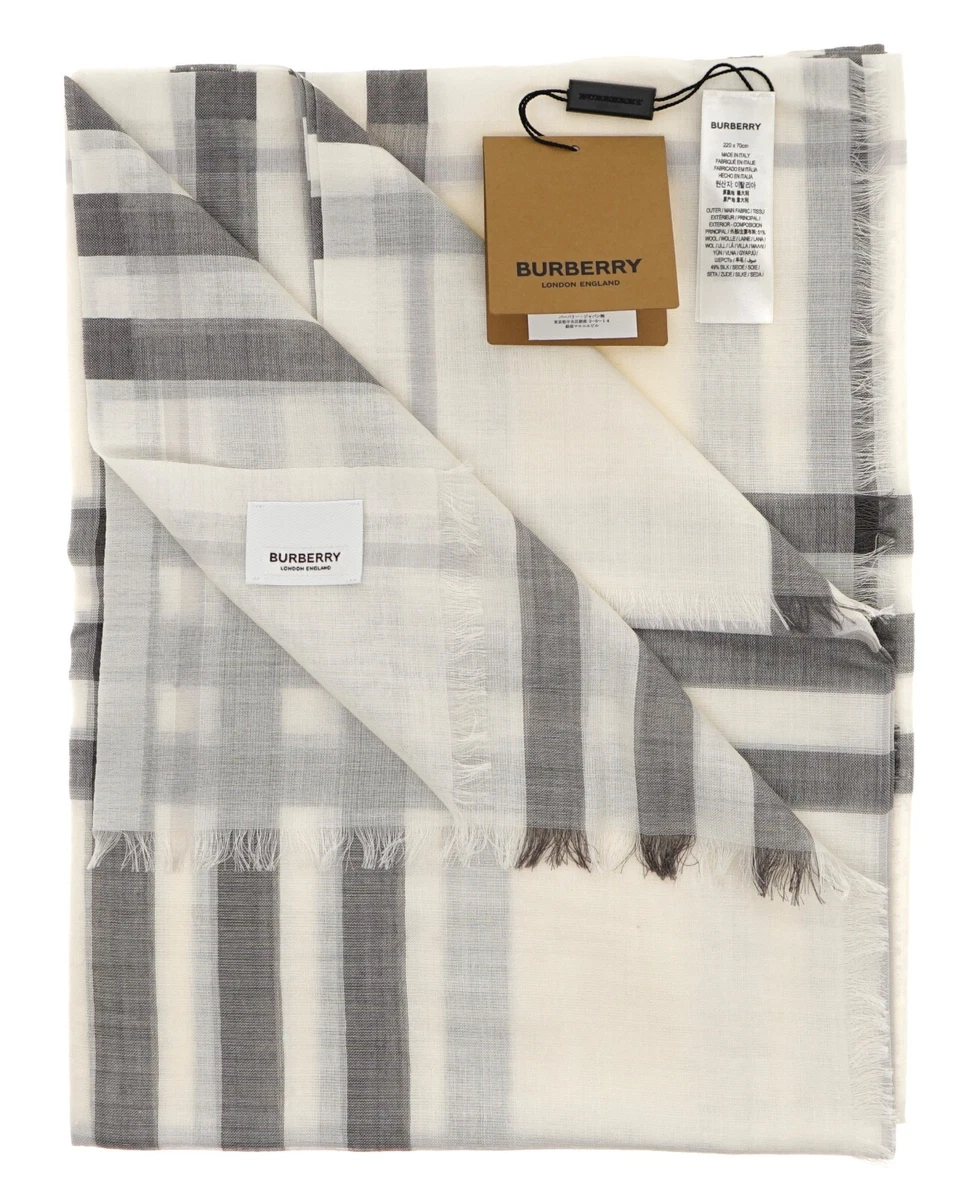 Burberry Scarf Giant Check Gauze Wool And Silk New eBay