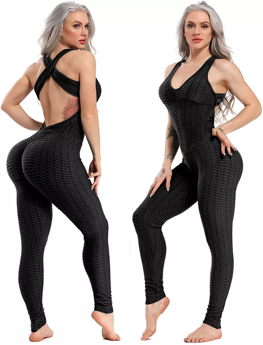 Women Sexy Sport Bodysuit Tight Fitting Jumpsuit Sleeveless Slim Body Romper