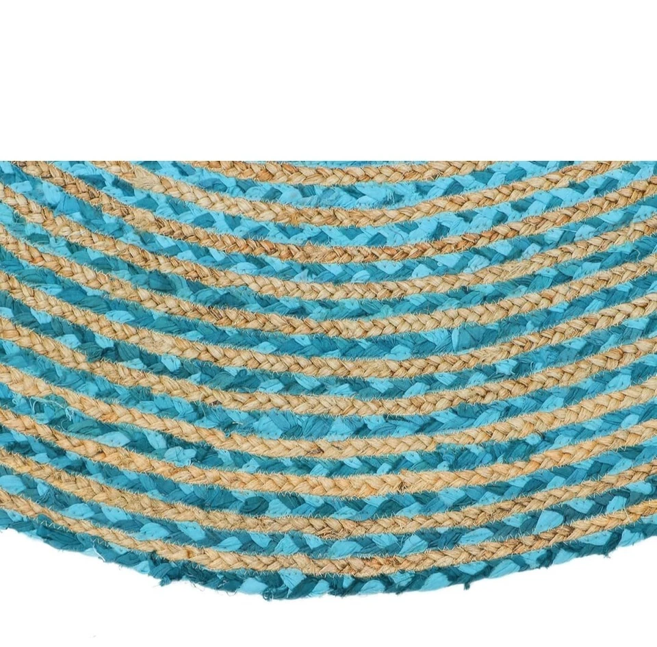 Home Decor Floor Mat Reversible Door Carpet Mat Blue Color Area Rug Round Rug - Image 3 of 3