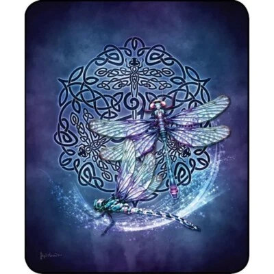 REGAL 60x80" Blue & Purple Celtic Dragonfly Mink Faux Fur Twin Full Size Throw Blanket