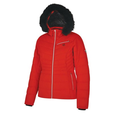red fur ski jacket