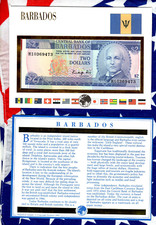 E Banknotes of All Nations Barbados 2 Dollars 1987 P-36 King UNC Prefix H10