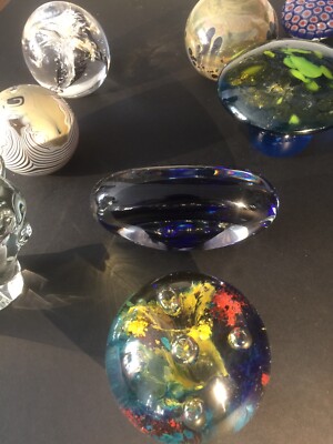 Collection Of Paperweights Several Signed And One Possible Italian Piece