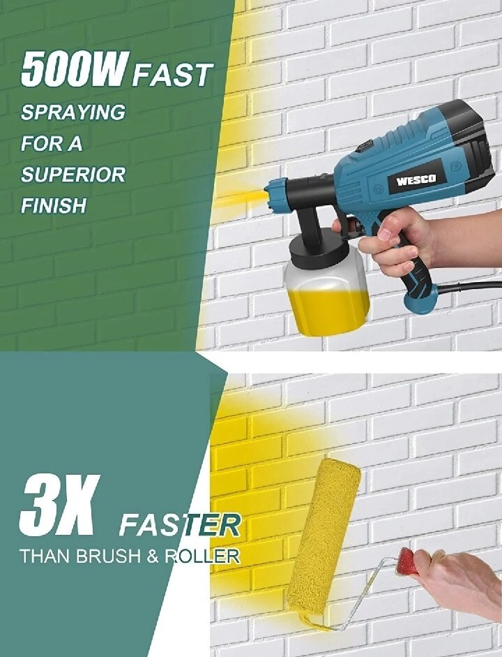 Wesco Paint Sprayer Spray Gun 500W Mains Corded 800ml Electric 230V NEW