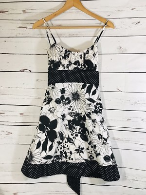 Taboo Dress Womens Sz Medium Short Black White Floral Spaghetti Strap  Spring | eBay