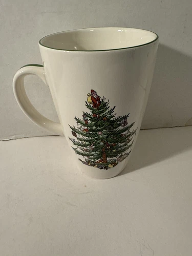 Spode Christmas Tree Tall Mug 5”Green Trim 22 Oz