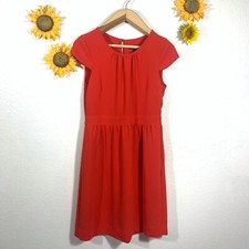 J. Crew Red Poppy Crepe Short Sleeve Dress Size 10 Medium Women’s 