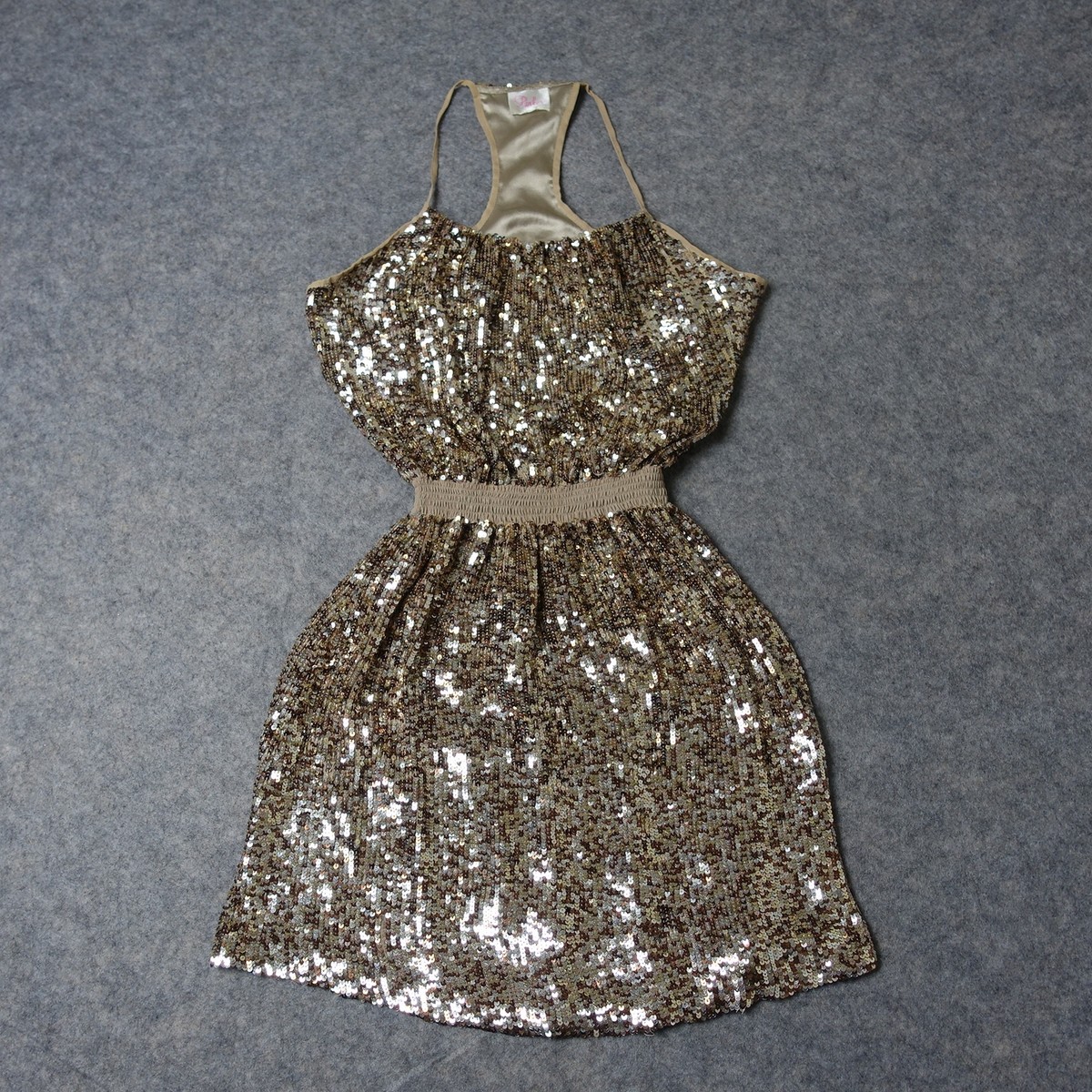slim fit dress slacks Embellished A-Line Mini Dress in Gold - 4 / Regular main image 1