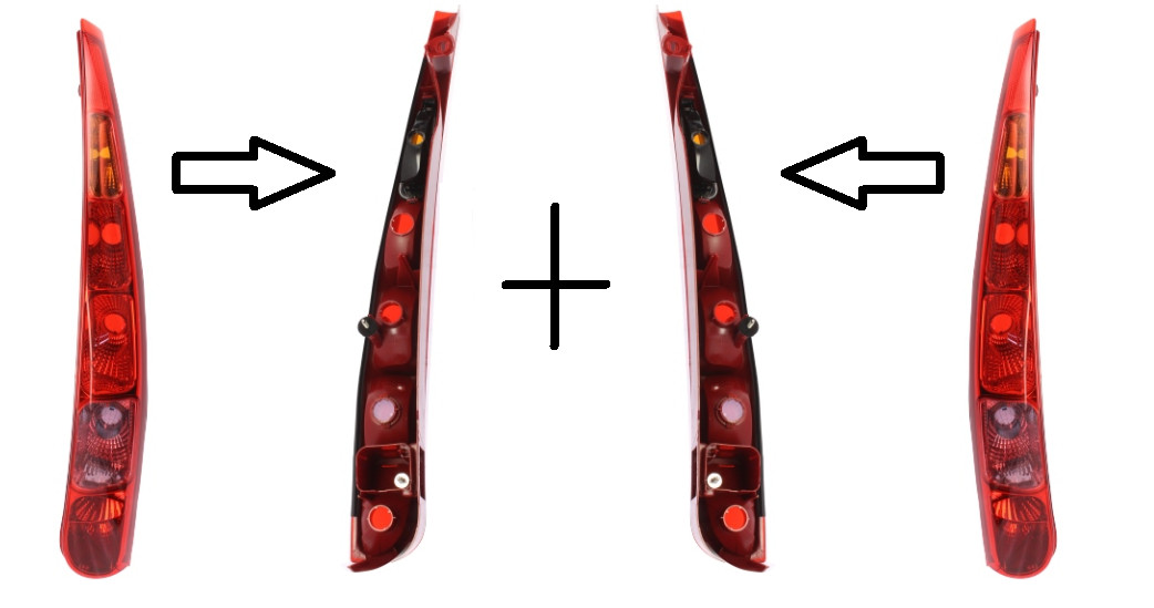 Feu arrière gauche et droite Citroën C8 2002-2014 plastique rouge anti-UV référence 714025520701