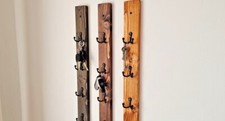 Rustic Handmade Key Hooks Rail Vertical Slim Narrow Keys Rack Double Black Hooks