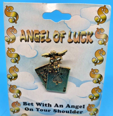Angel of Luck / ''Bet with an Angel on your Shoulder'' Pin Playing Cards Vintage