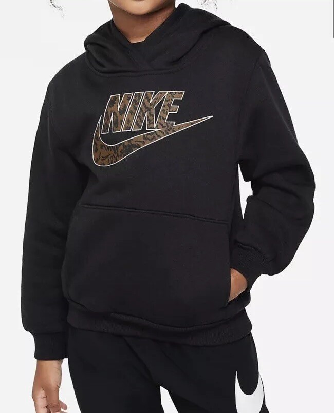 nike animal print swoosh crop hoodie