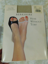 Berkshire Ultra Sheer Control Top Toeless Pantyhose sz 4 Nude NIP