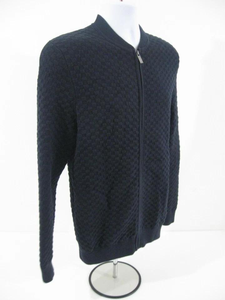 Hardy Amies Mens Cotton Full Zip Blue Cardigan Top Size M - Image 2 of 4