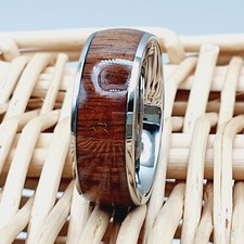 Wood Inlay Titanium Ring Wood Engagement Band Men's Unique Engagement Ring