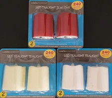 Flickering LED Votive-Tealight Candles 1.75”Hx1.5”D 120 Hours 2Pk, Select: Color