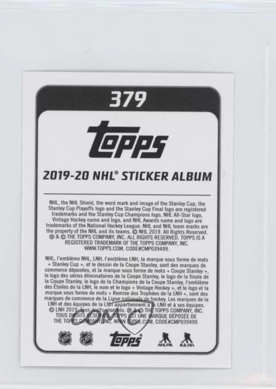 2019-20 Topps NHL Stickers Foil NHL Player Stickers Evgeni Malkin #379 - Image 2 of 2