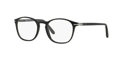 Persol PO3007V Square Eyeglass Frames, Black/Demo, 50 mm