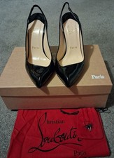 Christian Louboutin Black Patent Slingbacks Corneille 100 Pumps In Size 36 UK 3