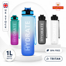Lifestyl Time Marked Water Bottle 1L Motivational Tritan BPA Free Straw Gym