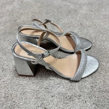 Jewel Badgley Mischka Heeled Sandals Silver Open Toe Women  s Size 7.5