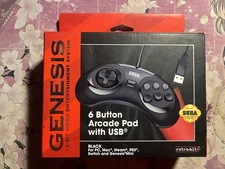 Retro-Bit Official USB Controller 6-Button for Sega Genesis Mini PC/Mac  Black