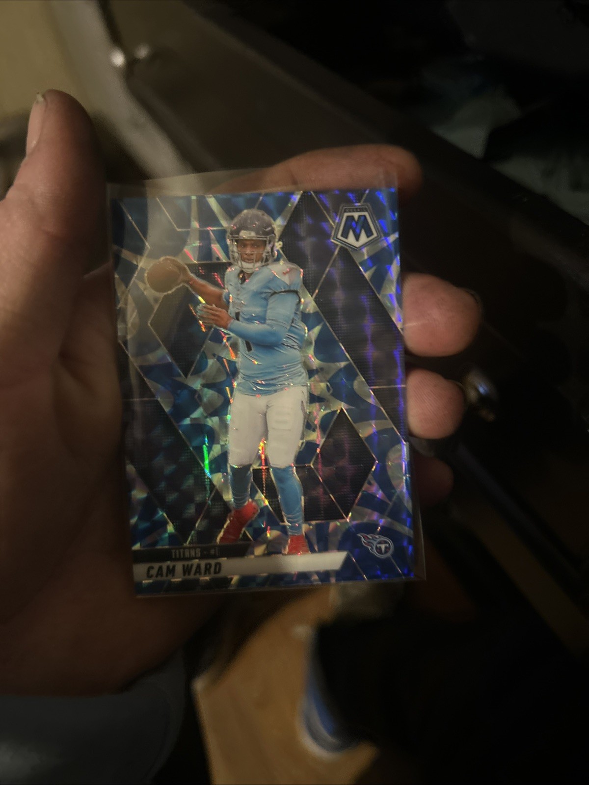 2025 Panini Mosaic RARE Reactive Blue - Cam Ward - RC Tennessee Titans NFL #382