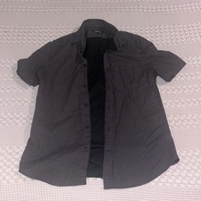 Express Cotton Blend Shirt Beach casual Black Button Up Short Sleeve Mens SMALL