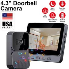 2.4GHz Wireless Smart 4.3" Screen Intercom Video Doorbell Camera Home Monitor