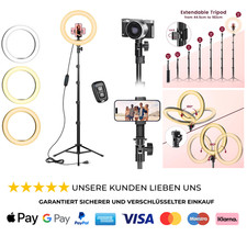 10 Zoll LED-Ringlicht mit Stativ und Handyhalter Dimmbare Tischleuchte