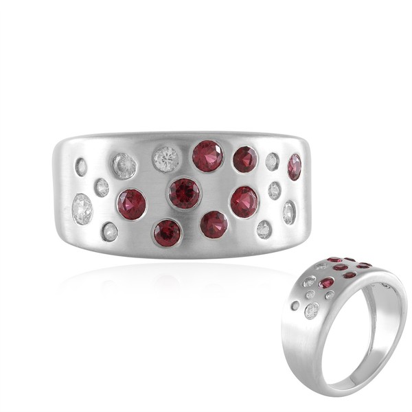 Cavill Ring Sterlingsilber 925 Platiniert Roter Spinell 0,73Ct Damen-image