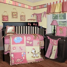 13-Piece Crib Nursery Bedding Set incl. Diaper Changing Pad Cover- Jungle Animal