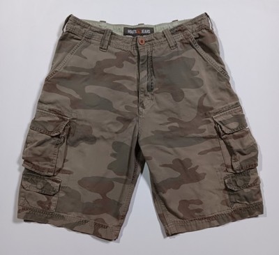 Roots Cargo Shorts Men's Size 32 Green Camouflage Nine Pockets Vintage 90s
