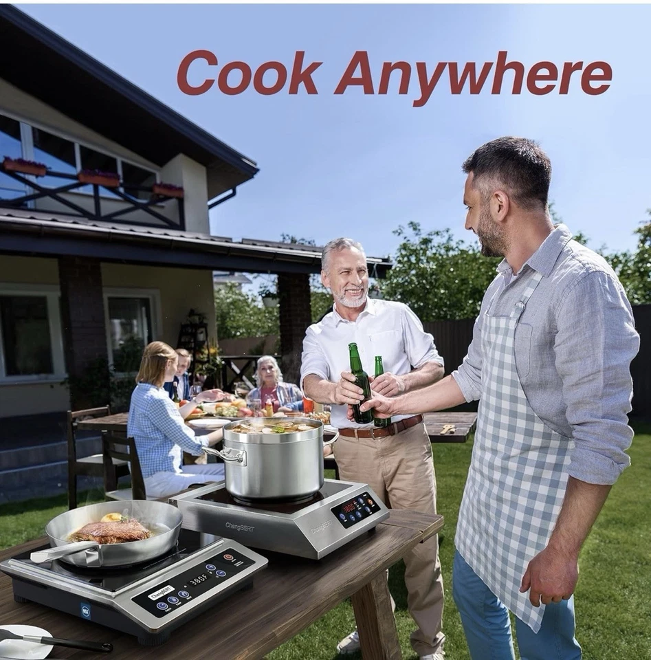 ChangBERT Induction Cooktop, Commercial Grade Portable Cooker, Large 8” 1800W - Image 2 of 4