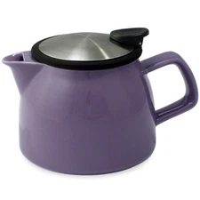 FORLIFE Bell Ceramic Teapot with Basket Infuser, 16-Ounce/470ml, Purple