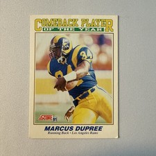 1991 Score Football Marcus Dupree Card #618 - Award Comeback Player Of The Year