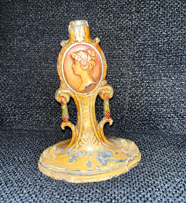 Art Nouveau Metal Bell Lady Portrait Antique Finish Gold/Brown 1900-1919