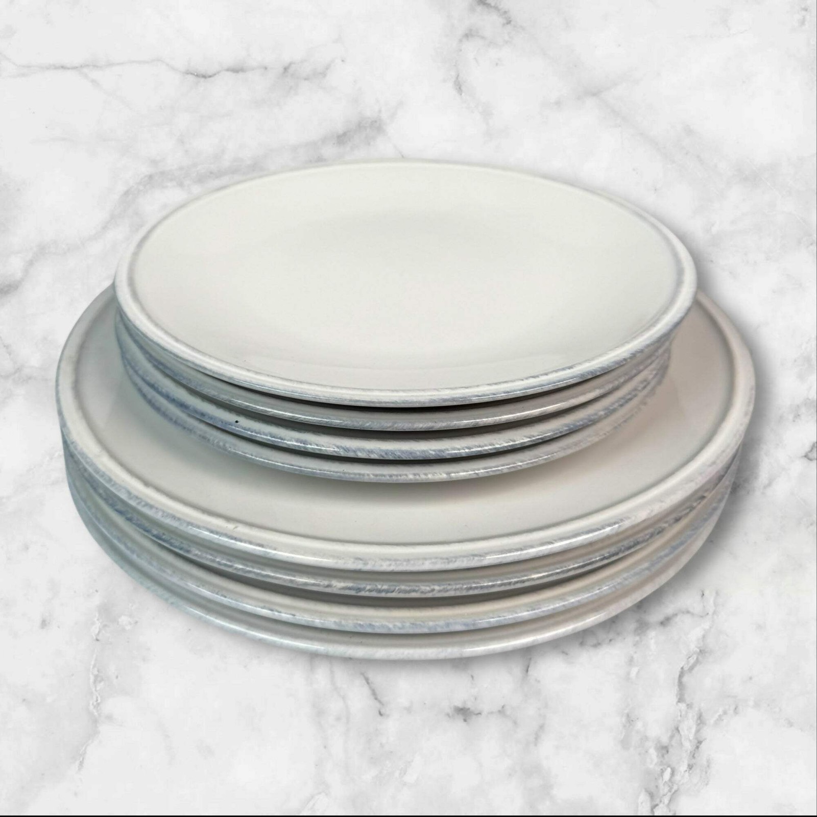 Crate & Barrel Gray Rim Dinnerware | 8pc Set | Great Condition | Portugal