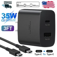 FAST 35W PD Power Adapter Duo Wall Charger+3F Cables For Samsung S24 S23 S22 S21