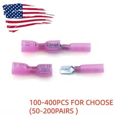 100-400PCS Red Spade Female Male Heat Shrink Wire Connectors 22-16AWG Terminals