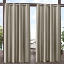 Canopy Stripe Taupe / Sand Stripe Light Filtering Grommet Top Indoor/Outdoor Cur