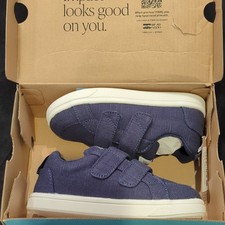 TOMS Cruz Double Strap Toddler Sneaker Navy Canvas Hook  Loop US 10 EU 27