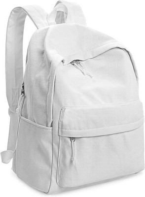 Diy Canvas Backpack Daypack Satchel Backpack (White, with Side Pocket)