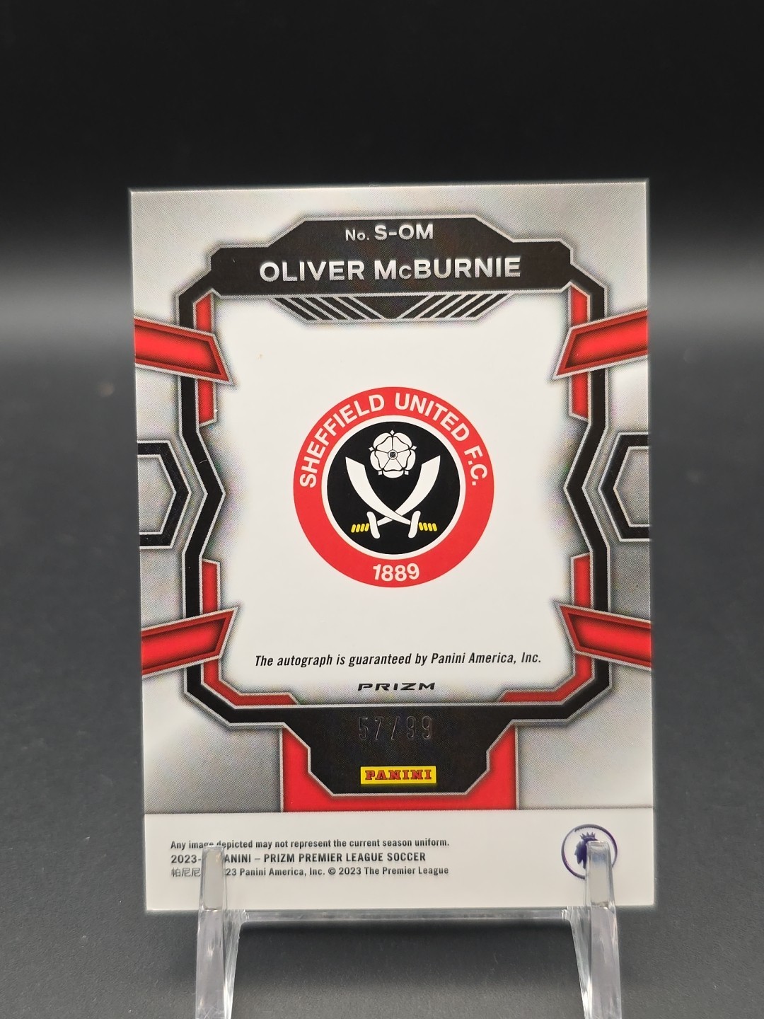 2023 Panini Premier League Soccer Oliver McBurnie Silver Prizm Auto #/99 view 2
